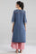 Blue Cotton Printed kurta