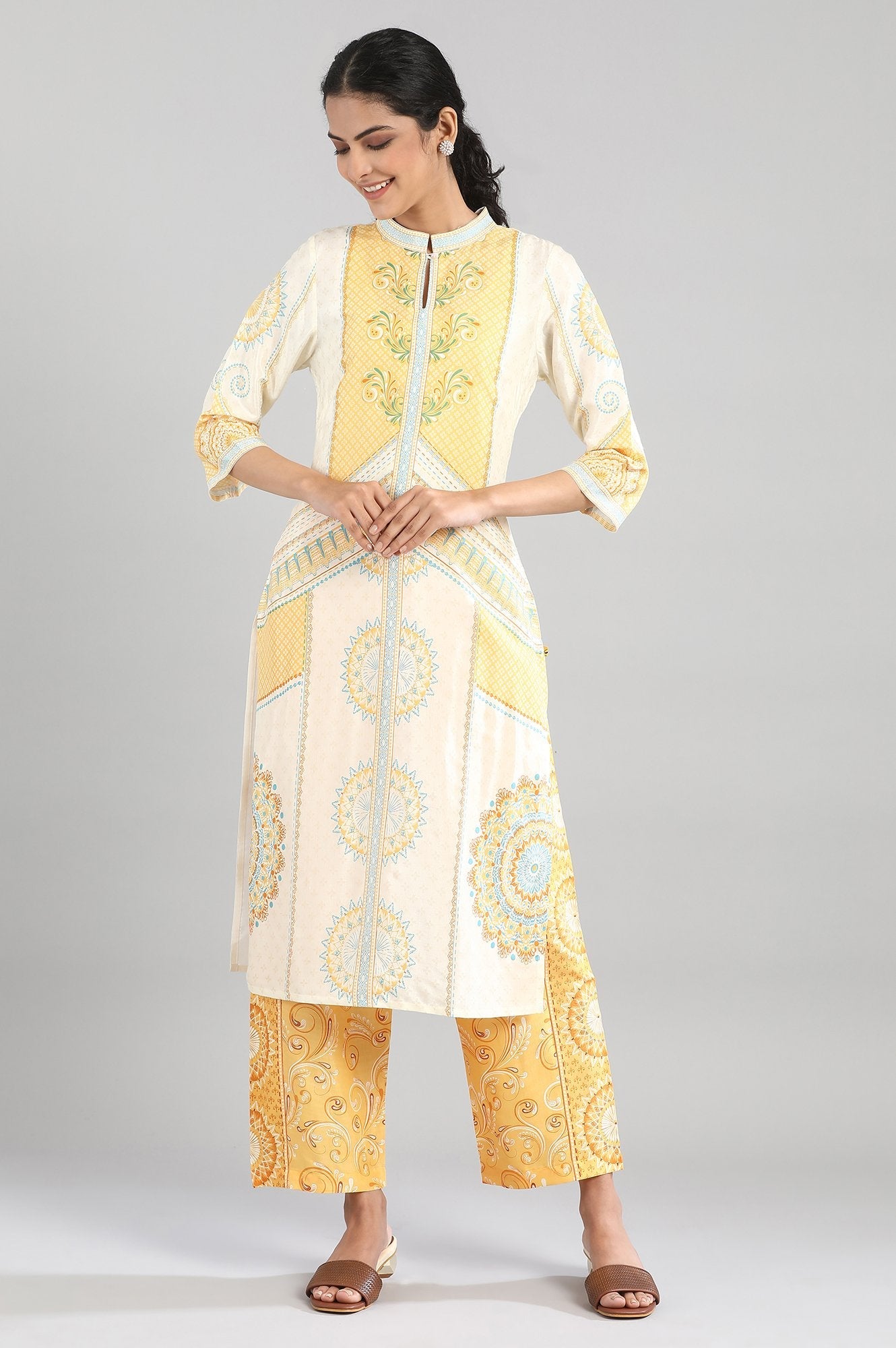 Beige Printed kurta