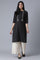 Black Polka Dots Yarn Dyed Embroidered kurta