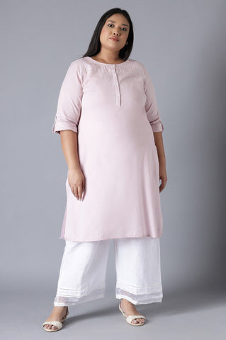 Purple Round Neck Solid kurta