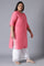 Pink Round Neck Solid kurta