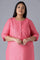 Pink Round Neck Solid kurta