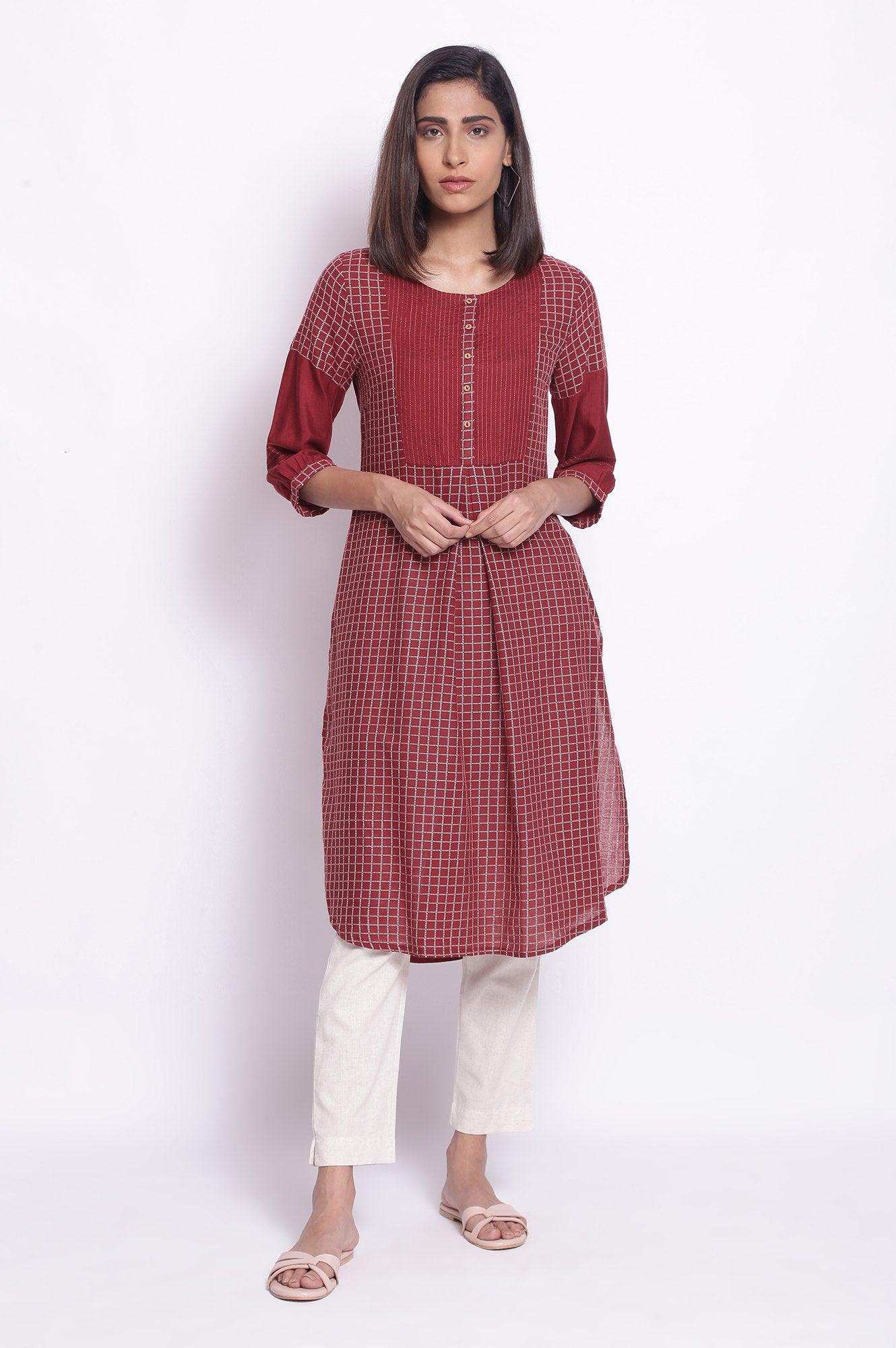 Dark Red Straight kurta