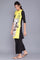 Yellow And Black Printed kurta- Black Parallel Pants Set