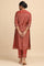 Red Cotton Silk Jacquard kurta