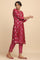 Bright Pink Jacquard kurta in Cotton Silk