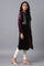 Jet Black and Purple Mock Layer Winter kurta