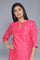 Hot Pink kurta with Floral Gold Foil Print