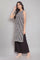 Ecru And Black Stripe Print kurta In Round Neck