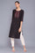 Black Yarn-Dyed Round Neck kurta