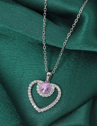 Swarovski Crystal Amethyst Spark Heart Chain Pendant