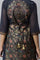 Black A-line Floral Print kurta