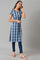 Blue Dobby Printed Ethnic kurta