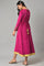 Pink Zari Embroidered Straight Kurta, Pant And Dupatta Set