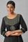 Black Classic Gold Zari Yarn-Dyed kurta