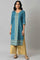 Blue Floral Printed Sequined Ethnic LIVA kurta