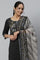 Black Printed kurta with Straight Palazzo and Dupatta