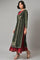 Green Mock Angrakha Gillet With Maroon Tiered Dress