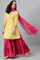 Yellow Chanderi kurta With Tiered Sharara And Dupatta