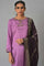 Light Purple Embroidered kurta, Pants & Chiffon Dupatta