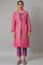 Pink Jacquard Jacket, Purple kurta & Pant Suit Set