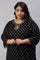 Black Printed Plus Size kurta With Embroidery And Sequins