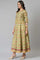 Olive Green Flared Anarkali Printed kurta