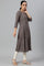 Charcoal Grey Button Down Pleated kurta