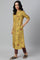 Mustard Rayon Printed Button Down Kurta