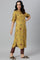 Mustard Rayon Printed Button Down kurta