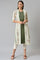 Green Schiffli kurta With Printed Jacket