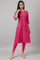 Dark Pink Embroidered A-Line kurta