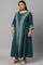 Plus Size Teal Mock Layered Liva Eco Kimono Jumpsuit