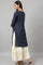 Navy Blue Festive Kurta with Embroidered Neck