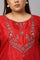 Plus Size Red Embroidered Shantung kurta