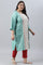 Green And Ecru Mock Layered Printed Plus Size kurta