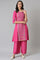 Pink Placement Printed Festive kurta