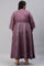 Plus Size Purple Festive Gathered Shantung Dress