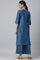 Blue Mukaish Placement Print kurta with Parallel Pants