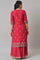 Fuchsia Pink Floral Printed kurta With Sequins