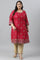 Fuchsia Pink Floral Printed Plus Size kurta With Sequins