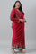 Dark Pink Glitter Printed Festive Plus Size Saree Dress