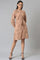 Blush Pink Cotton Textured Dress With Belt