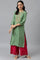 Green Straight kurta With Embroidered Yoke