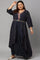 Navy Blue Heavy Festive Plus Size Gillet Kimono Jumpsuit