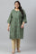 Green Shantung Plus Size kurta With Mukaish Print