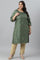 Green Shantung Plus Size kurta With Mukaish Print