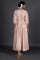 Light Pink Foil Printed Pleated Dress With Belt