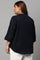 Plus Size Navy Blue Cotton Flax Top