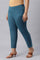 Plus Size Teal Blue Cotton Blend Slim Pants